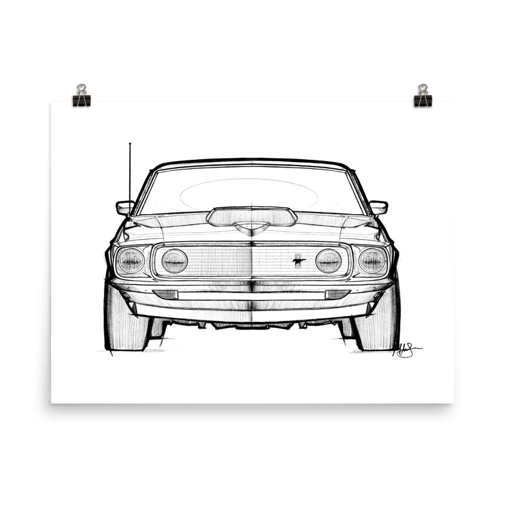 Classical Car 1969 Line Drawing Stock Vector - Illustration of bumper,  line: 206984919